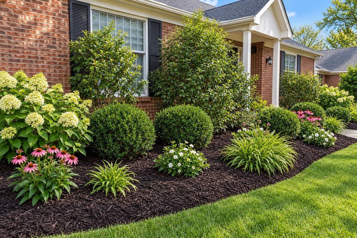 Overgrown front beds, after the work
