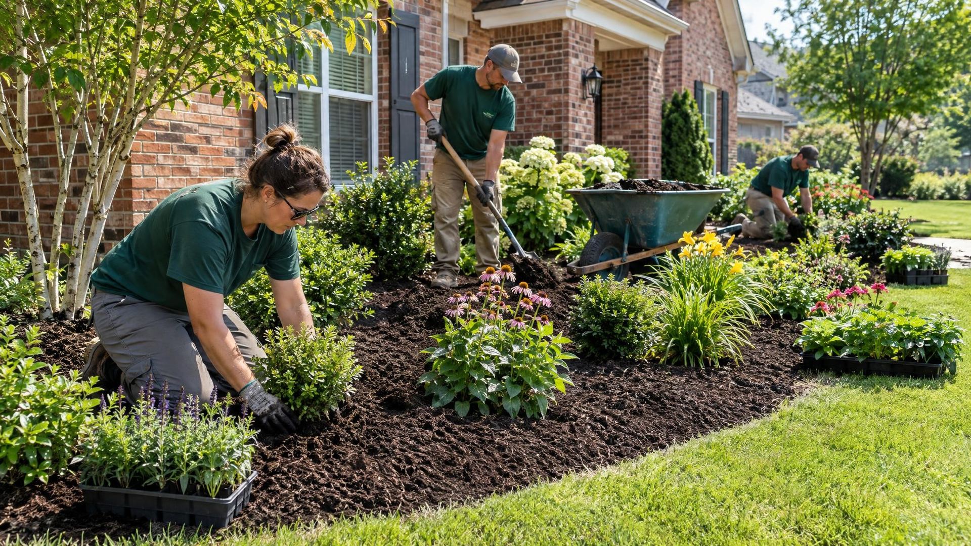 Fresh beds, plants and mulch
